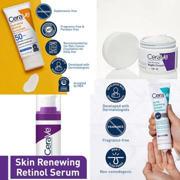 Complete Skin Care Kit – Night Cream, Retinol Serum, Acne Foaming Cleanser & Hydrating Mineral Sunscreen ₨700